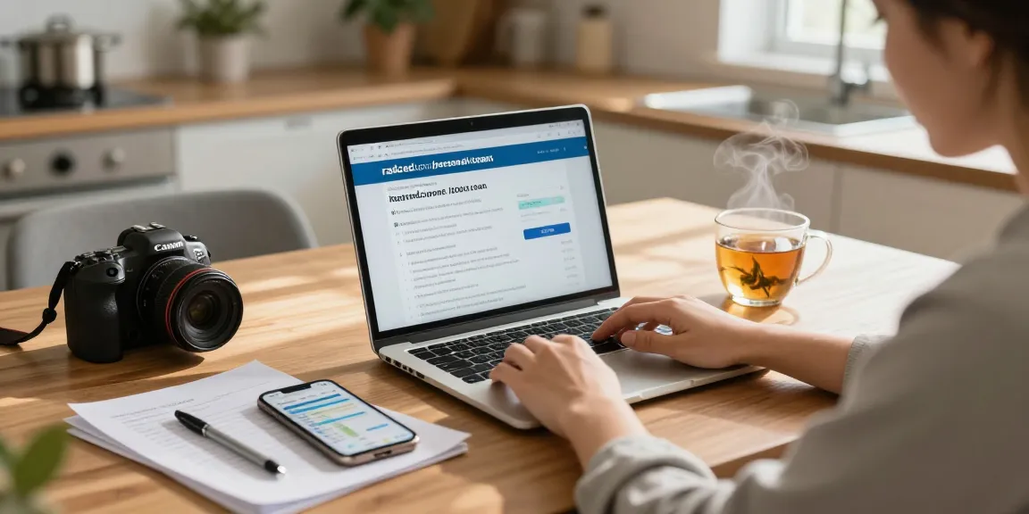 Individual using radcred.com/personal-loan/2000-loan for personal finance guidance in a cozy home setting, laptop and budgeting tools visible.