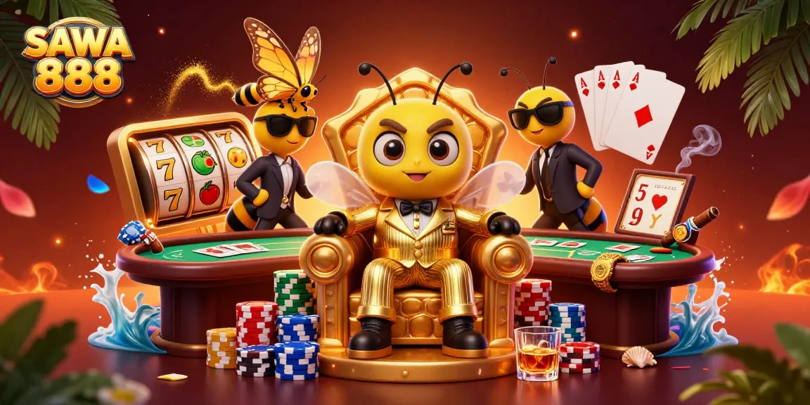 Experience SAWA 888 with rich slot games and immersive casino elements in this vibrant scene.