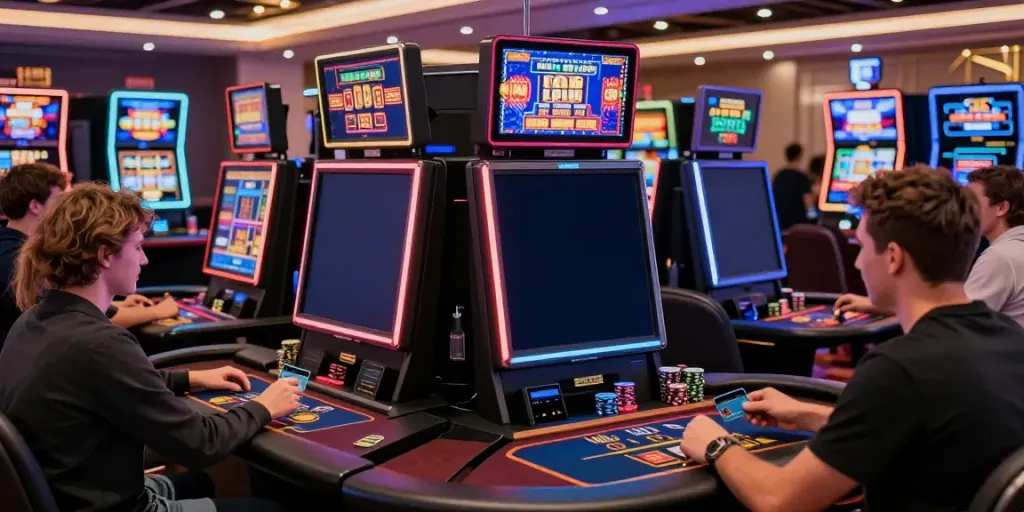 Players enjoying a vibrant online casino experience while using credit cards for deposits.
