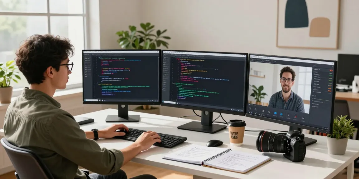 Data scientist utilizing machine learning tools in a modern workspace with coding and data visualization displays.